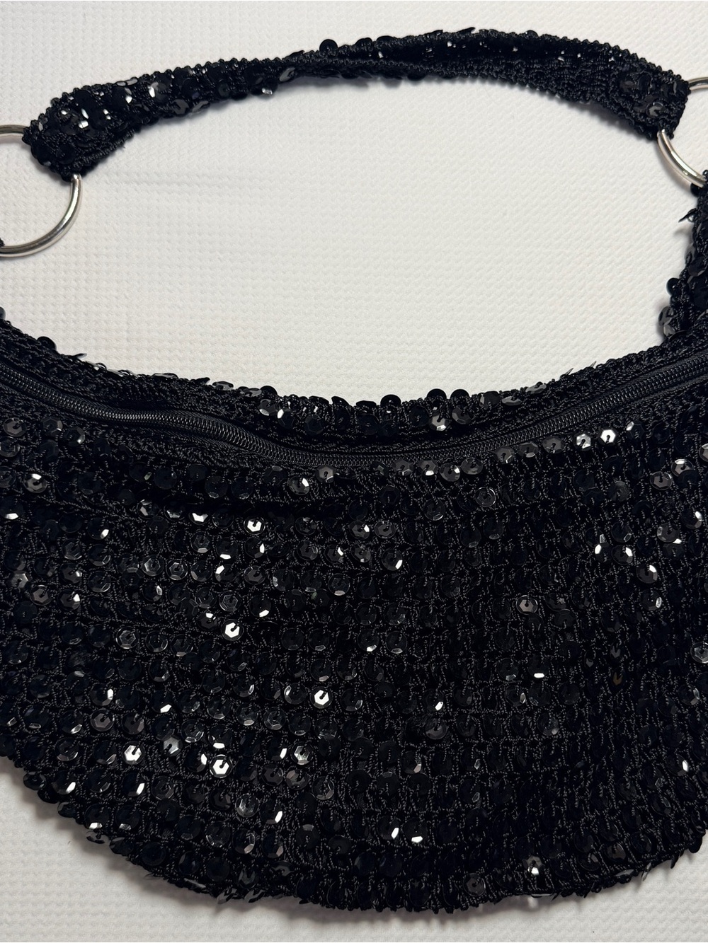 Apt. 9 Black Sequin Slouchy Evening Pouch Clutch Shoulder Bag Y2K
